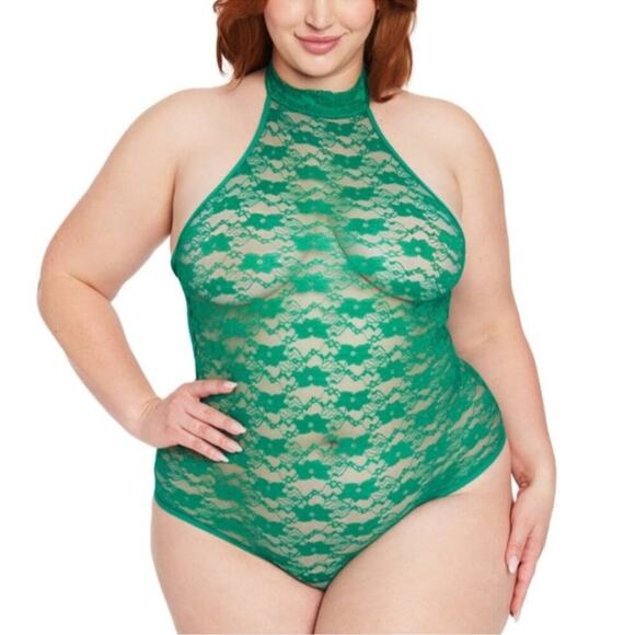 Frederick’s of Hollywood Margarita Green Lace Teddy Small NWT Bodysuit - Picture 2 of 12